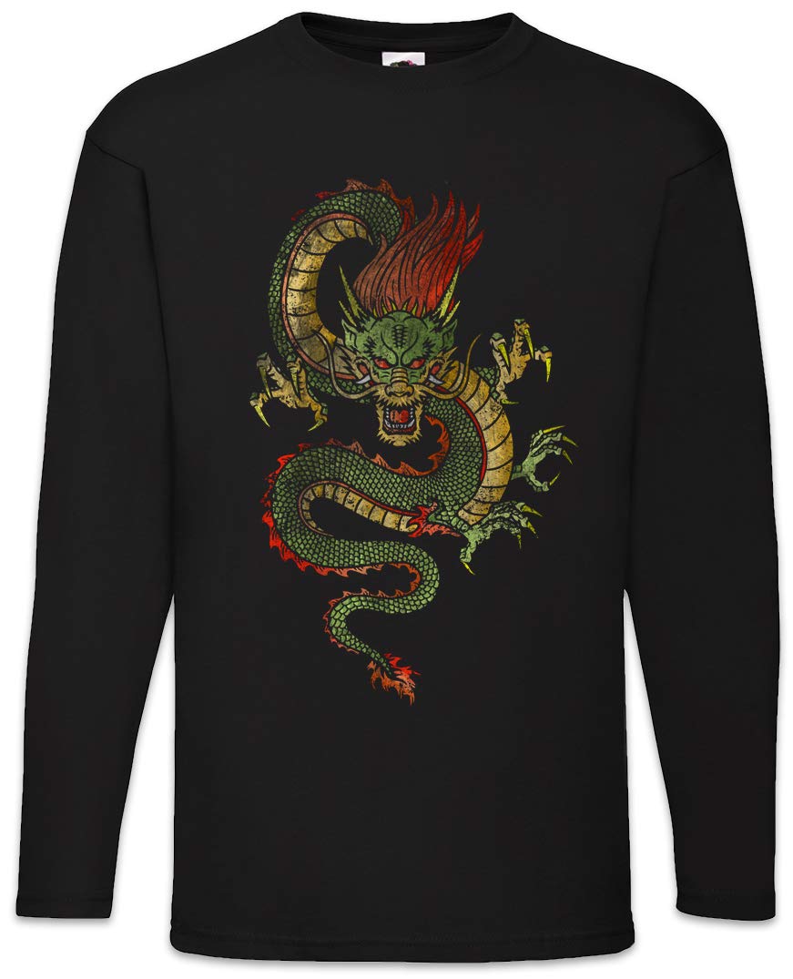 Urban Backwoods Men's Black Chinese Dragon Long Sleeve T-Shirt Size Xl