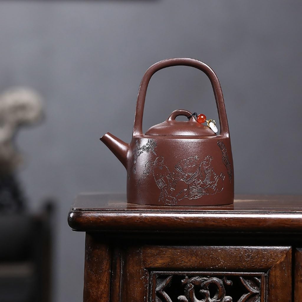 Tetera de Kung Fu Para Hacer té Tetera Vintage Hecha A Mano De Arcilla Morada Con Asa Manshu Juego de Té de Cerámica