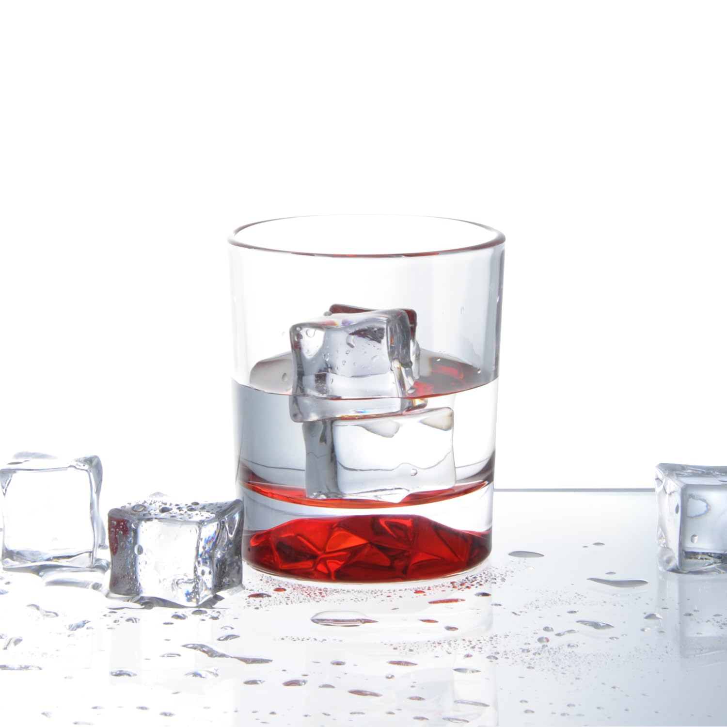 inmute Mesa - Vasos dobles antiguos para bar en casa, juego de 4 vasos de 8.5 onzas con base de montaña de colores, juego de 4, vasos de rocas y vasos de whisky para bourbon, escocés