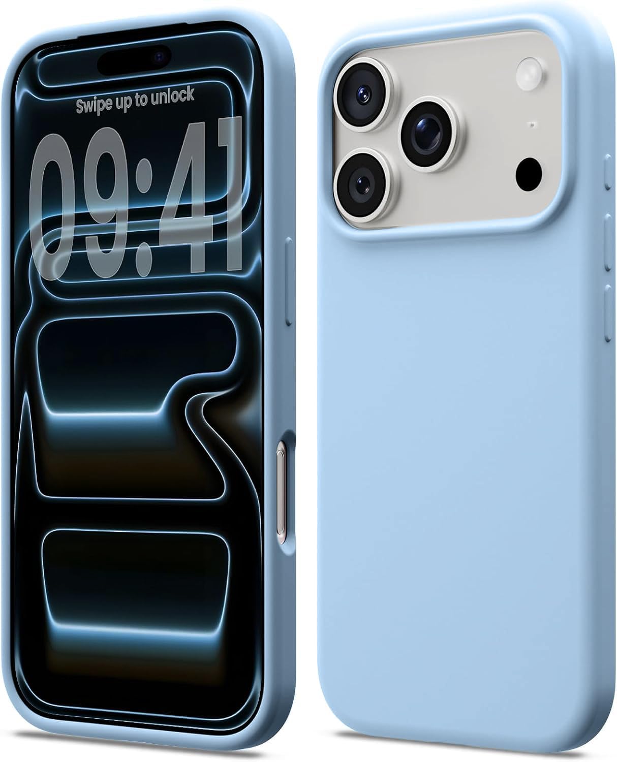 MINTZZ® Ultra-Hybrid Liquid Silicone Case for iPhone 17 Pro, Soft Gel Rubber Phone Cover with 3-Layer Full Protection, Shockproof & Anti-Scratch Slim Protective Case (Sky Blue, iPhone 17 Pro)