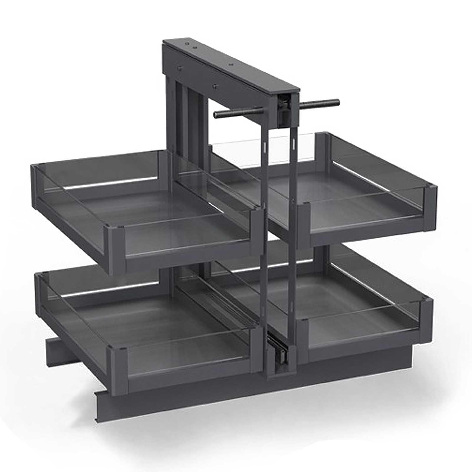 Panier coulissant d'angle à 2 niveaux pour armoire de cuisine de 800 mm