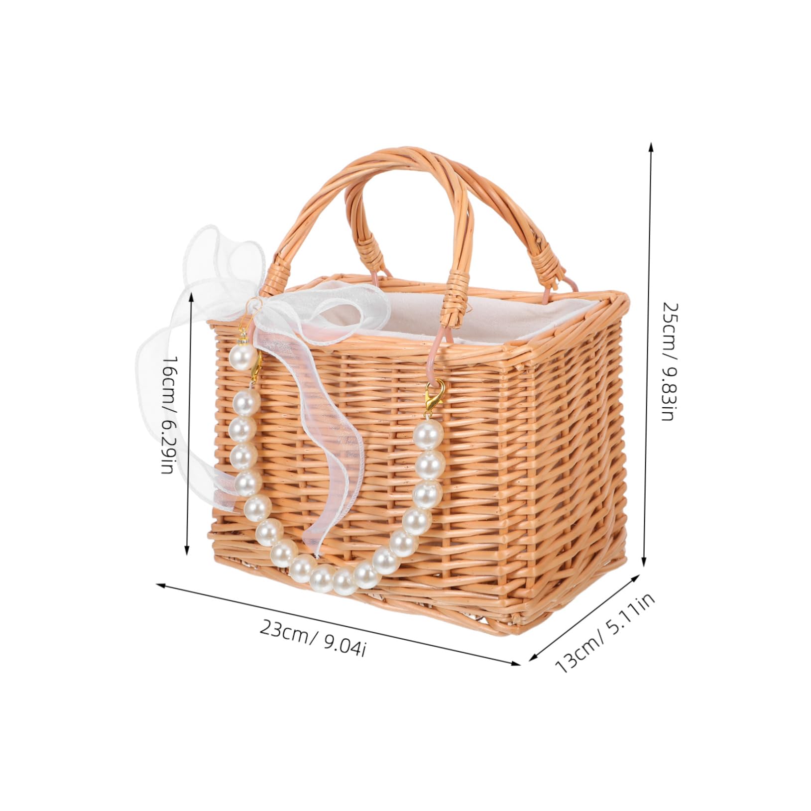 Petit Panier de Demoiselle D'honneur en Osier avec Perles