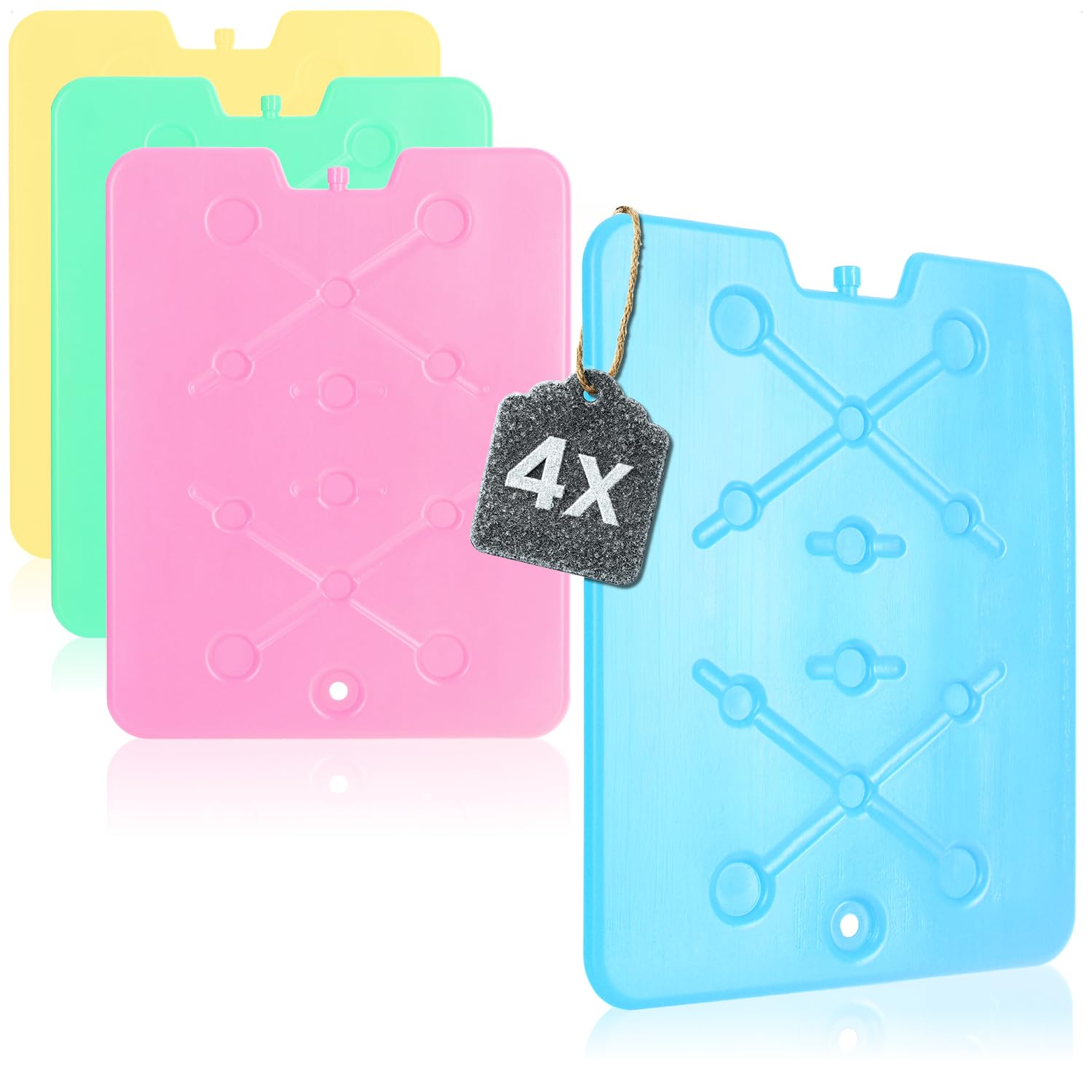 com-four® 4X Extra Flacher Kühlakku - platzsparend und ideal für Kühlbox und Kühltasche - Großes Kühlelement - EIS-Akku (04 Stück - groß)