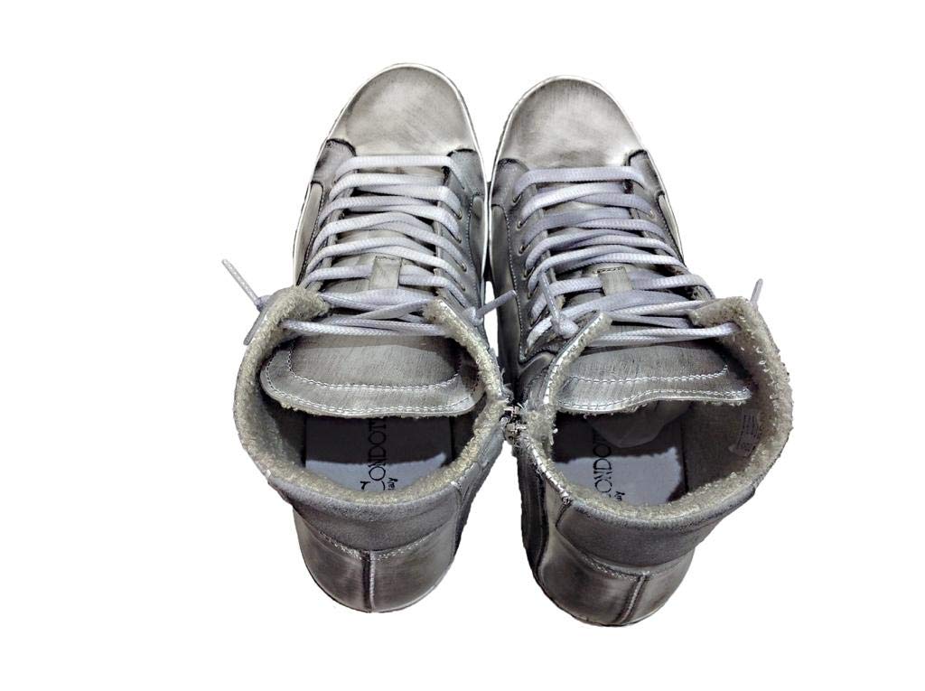 Scarpe Sneakers Alte Uomo Donna Pelle Bianca Via C Stella Rossa sfumato Vintage