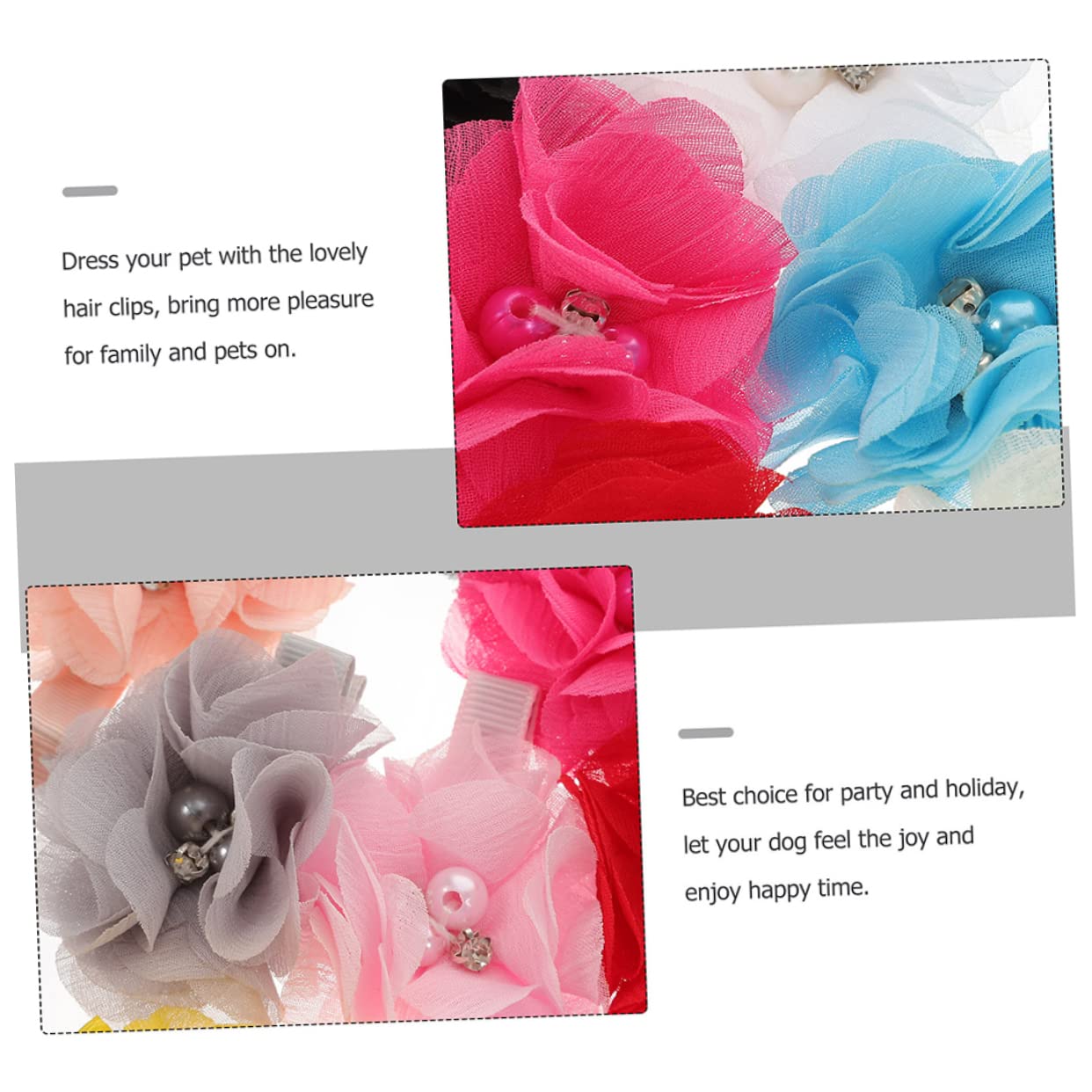 Sosoport 12pcs Mixed Color Pet Hair Headdress Flower Dog Hair Clips Cat Barrettes for Grooming Photo Shoots Parties Durable Non Fading Pet Accessories