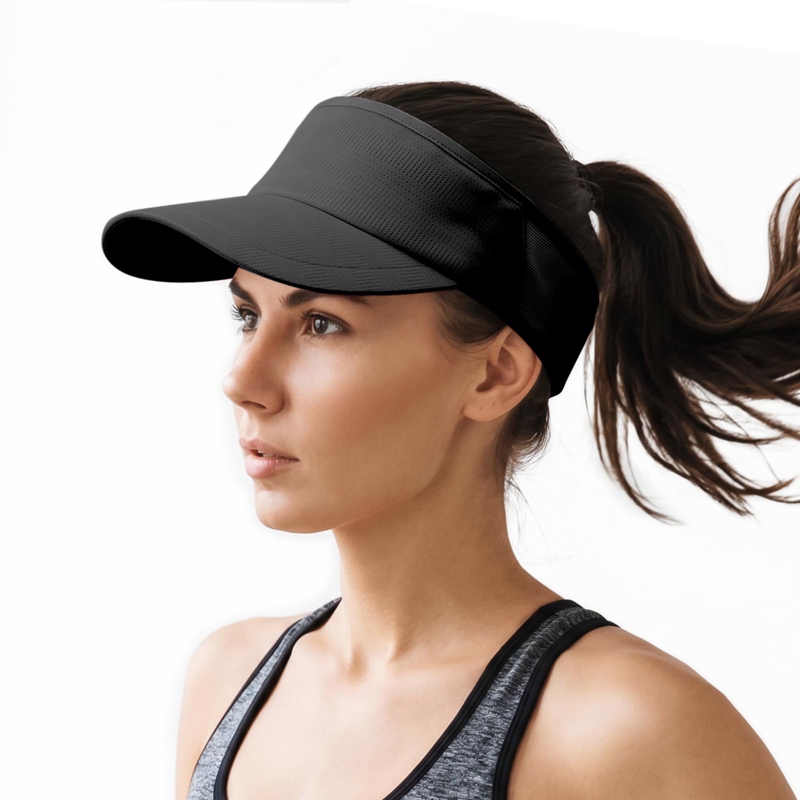 DRESHOW Sport Sun Visor Hat Women Men Empty Top Baseball Cap Elastic Breathable UV Protection Summer Sun Hat for Running Golf Tennis Hiking