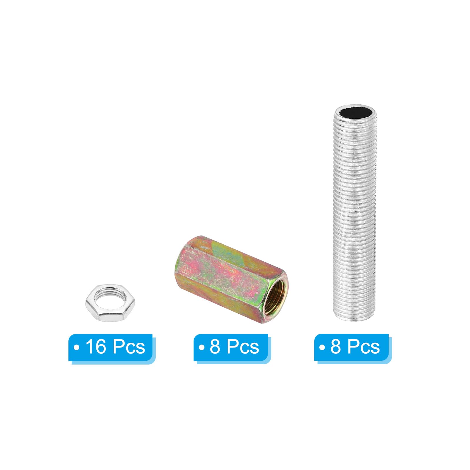 PATIKIL M10 Fine Thread Lamp Pipe Repair Kit - 32 Pcs Chandelier Extension Parts