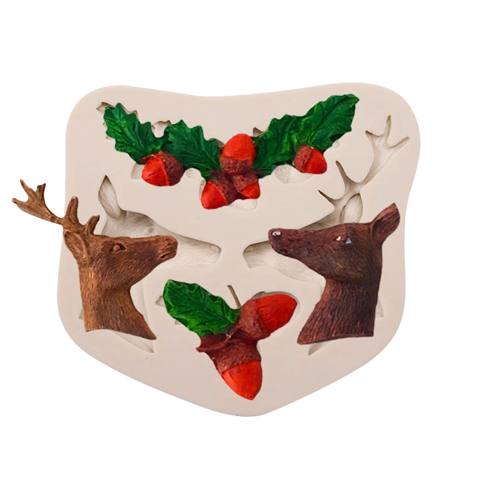 2 Pezzi 3D Cervo in Silicone per Decorazione Torta Gommapasta