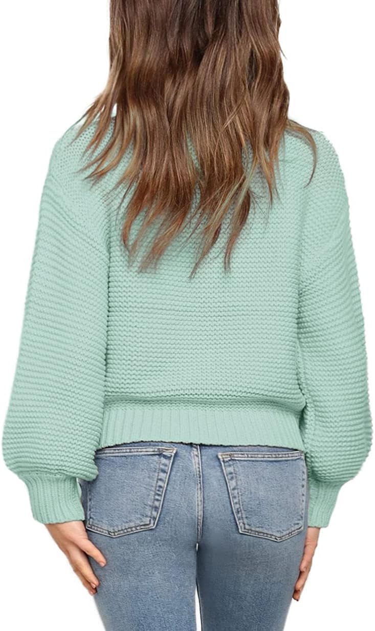 Imily Bela Girls Mock Neck Pullover Sweaters Casual Long Sleeve Knit Jumper Tops - Image 2