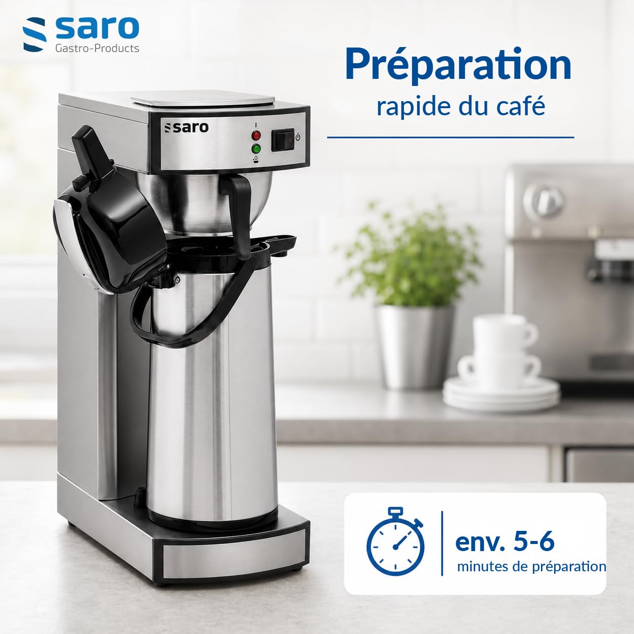 Saro 317-2085 Saromica 24 Cafetière Filtre à Panier et Verseuse Thermos, 1900 W, 2.2 liters