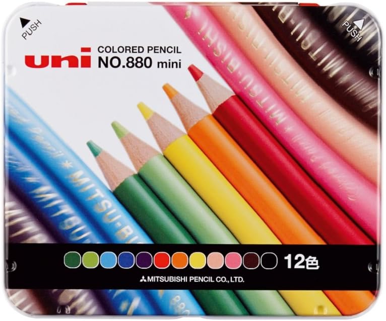 三菱鉛筆 Mitsubishi Pencils K880M12CP Mini Colored Pencils, 880 Elementary School Students, 12 Colors