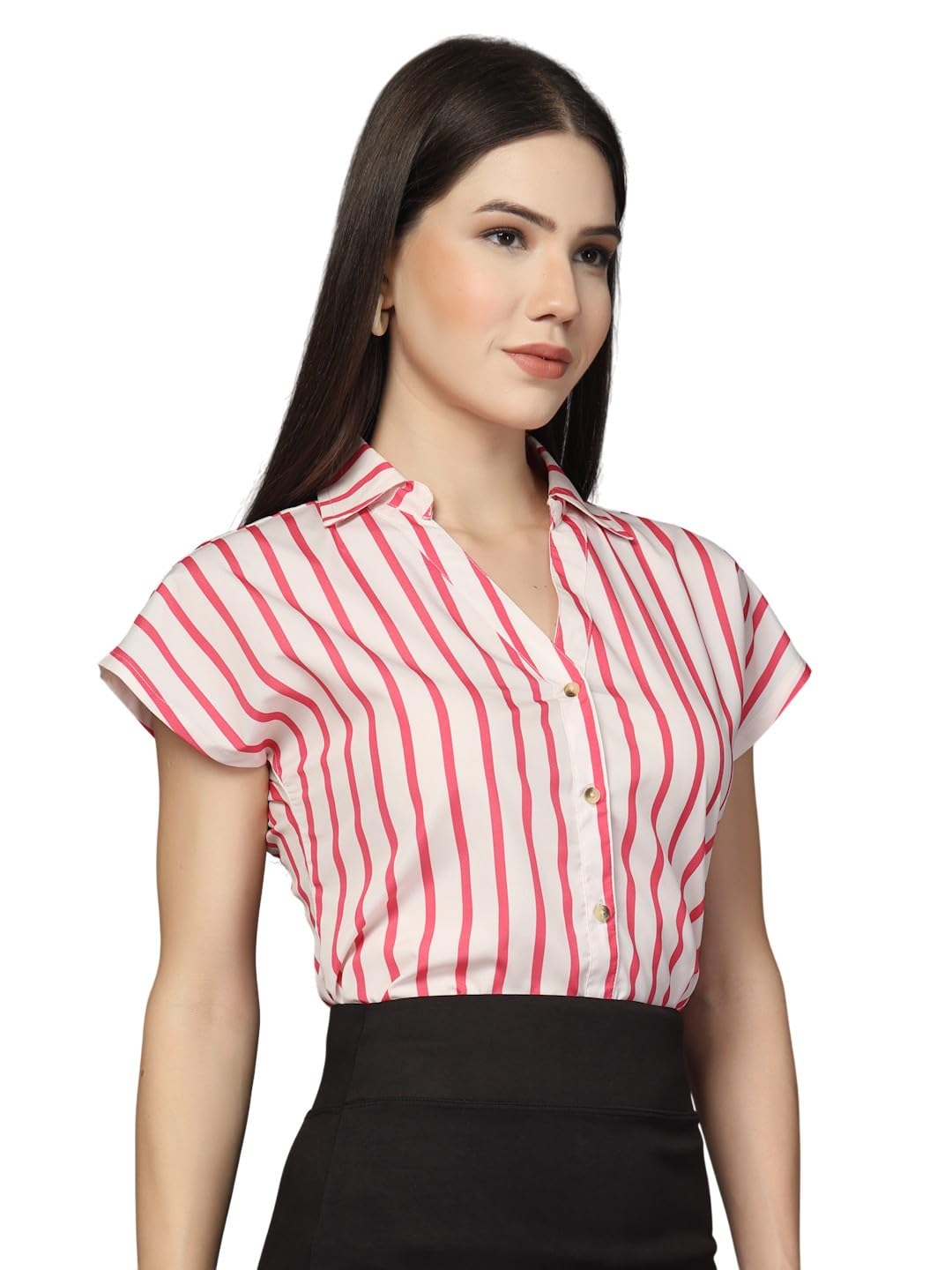 style quotient Women Beige and Teal Polycrepe Regular Fit Formal Shirt-picture-10