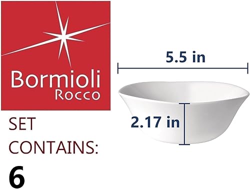 Miniatura 2 de Bormioli Rocco Parma - Juego de 6 cuencos pequeños de cristal ópalo de 5.5 pulgadas, color blanco