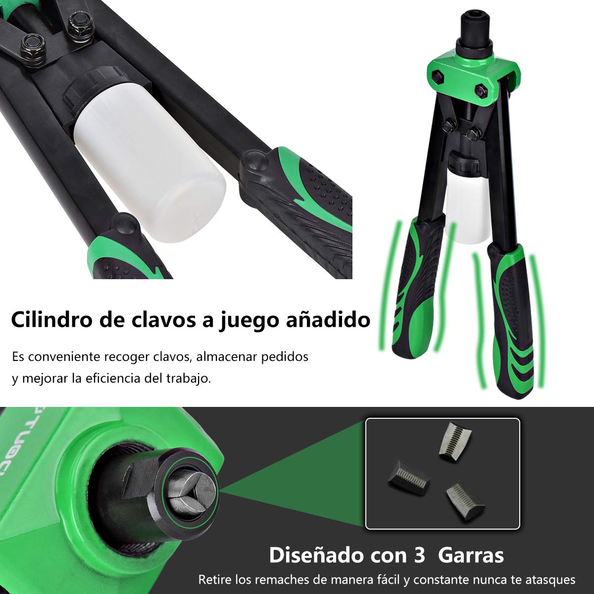 Rivettatrice Manuale Pistola per Rivetti Professionale 13" Pinza per Rivetti Kit con 40 Rivetti da 3,2mm/4,0mm