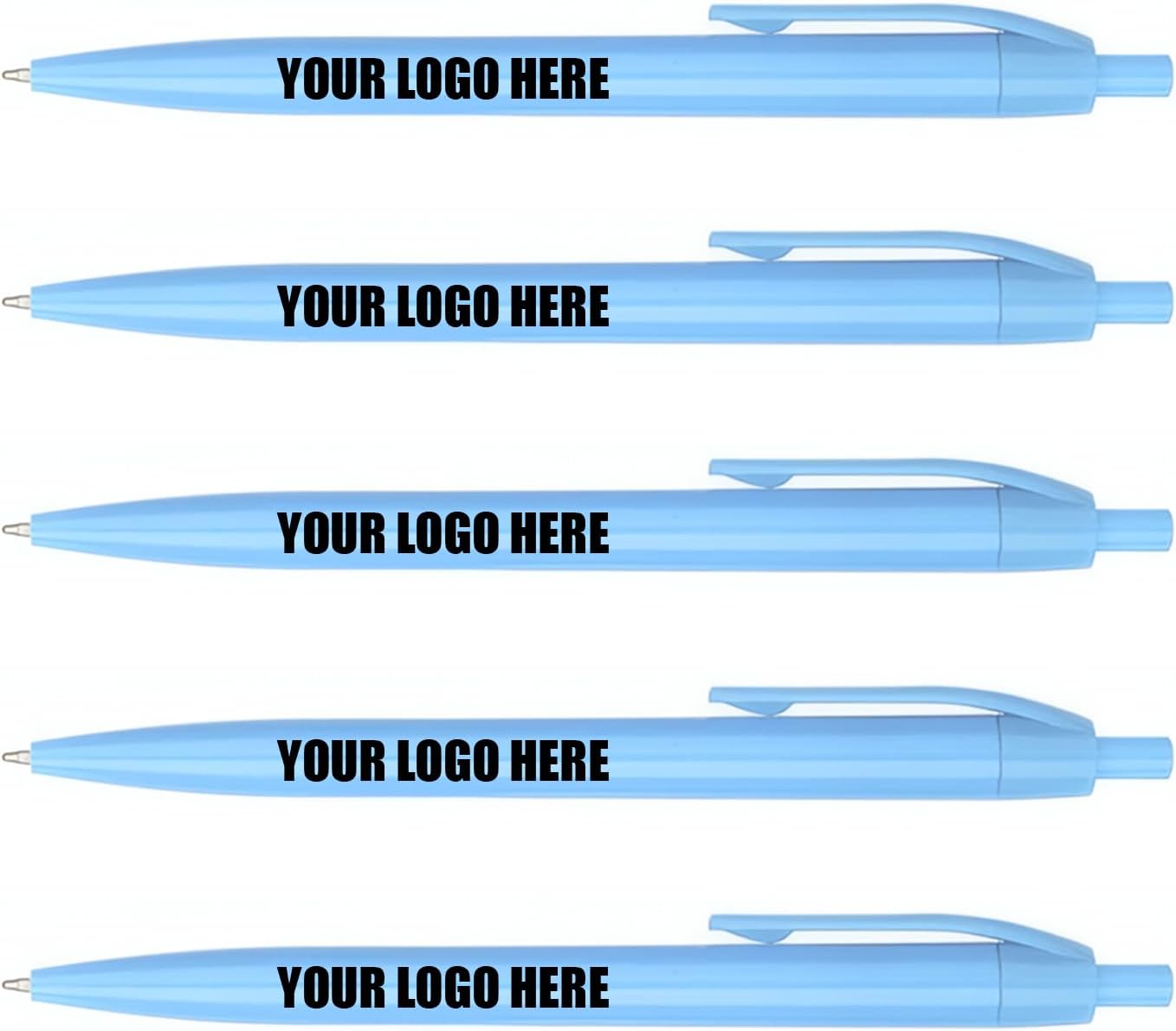Personalized Pens, Custom Printed Name Ballpoint Pen with Black Ink, Bulk Pack (Light Blue, 150 Count, Pack of 1)