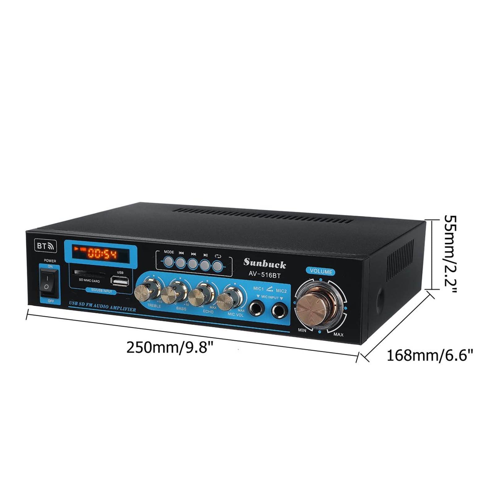 Amplificatore Audio, Amplificatori auto 2ch 2000w. Amplificatore di potenza audio. DC12V. Con il supporto del telecomando FM USB SD. Carta Bluetooth.