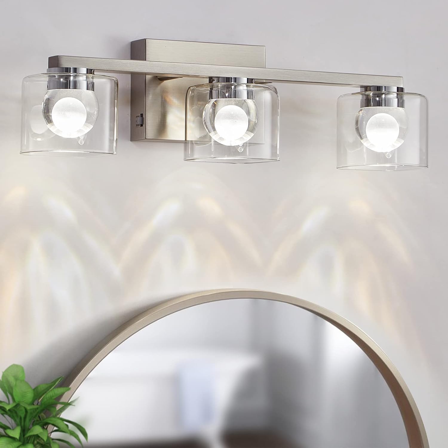 diniluse LED Crystal Bathroom Light Fixtures, 3Lights Vanity Lights