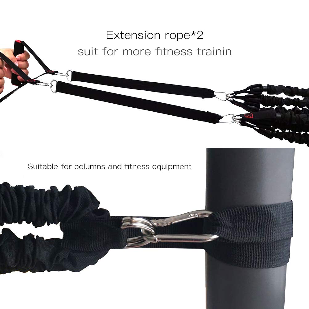 Widerstandsbänder-Set (11-teilig), Workout-Bänder mit Griffen, Metall-Karabiner, Türanker, Knöchelriemen, Übungsbänder für Training, Muskeltraining, Formkörper, Heimtraining, stapelbar bis zu 68 kg