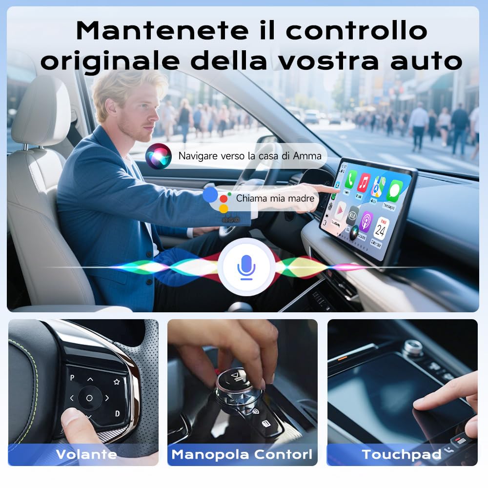 Carlinkit Mini adattatore per auto Ultra Wireless CarPlay & Android – Plug & Play Dongle per iPhone e Android, converte cablata a wireless, USB-A/USB-C, compatibile con auto cablate OEM