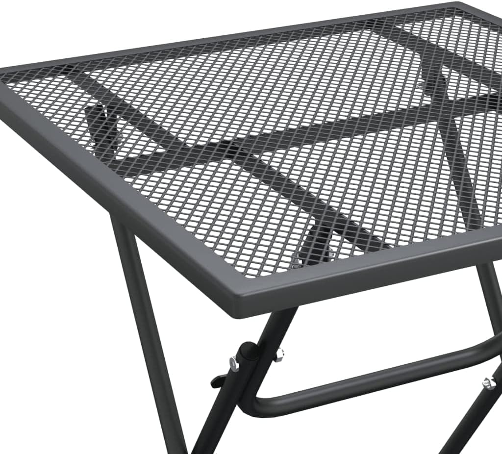 vidaXL Expanded Metal Mesh Patio Dining Set, 3 Piece, Anthracite - Foldable Design with 7-Position Adjustable Backrest for Comfort