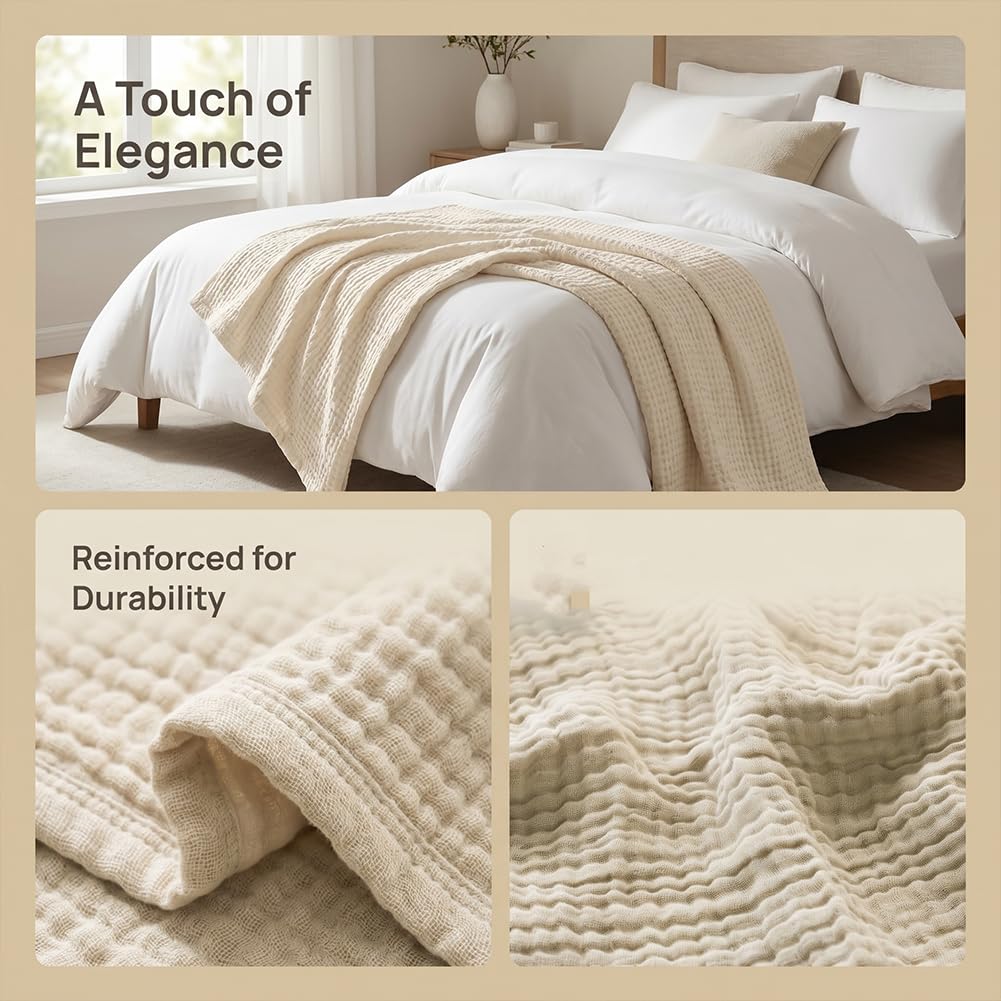 Sanfte Musselindecke, Sommer Musselin Decke Für All Seasons, Leicht & Atmungsaktiv Baumwolle Kuscheldecke Muslin Blanket Erwachsene, Sanfte Musselin Decke Für Couch, Sofa & Bett (E, M)