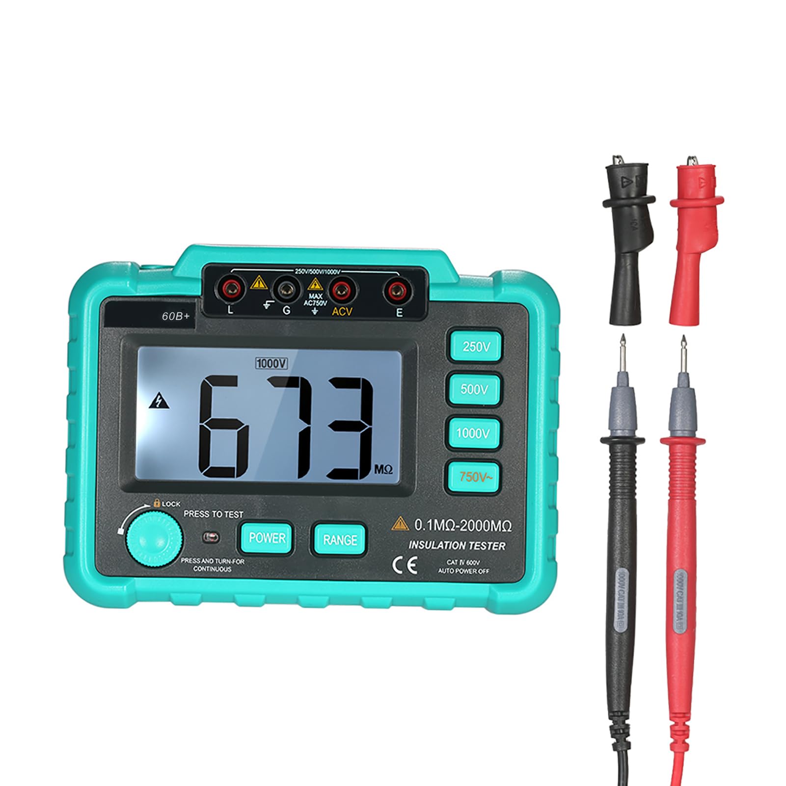 HUIOP VC60B tester rezystancji LCD cyfrowy tester rezystancji izolacji megahm metr megaomierz DC250V/500 V/1000 V AC750V