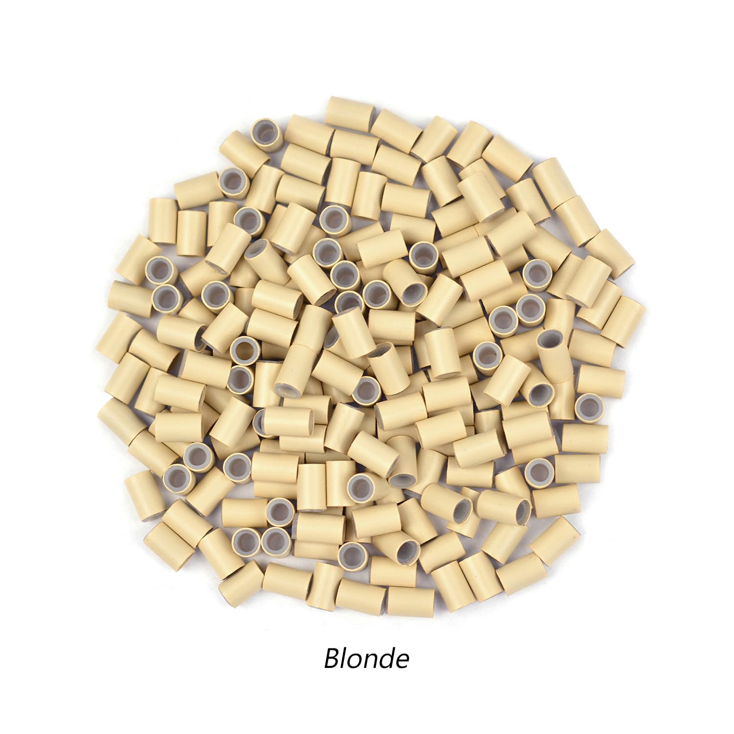 4.0 * 2.8 * 6.0 mm Copper Tube Micro Link Beads with Silicone Lined Micro Ring Hair Beads for I-Tip Hair Extensions (500 Pcs Blonde) - Image 4