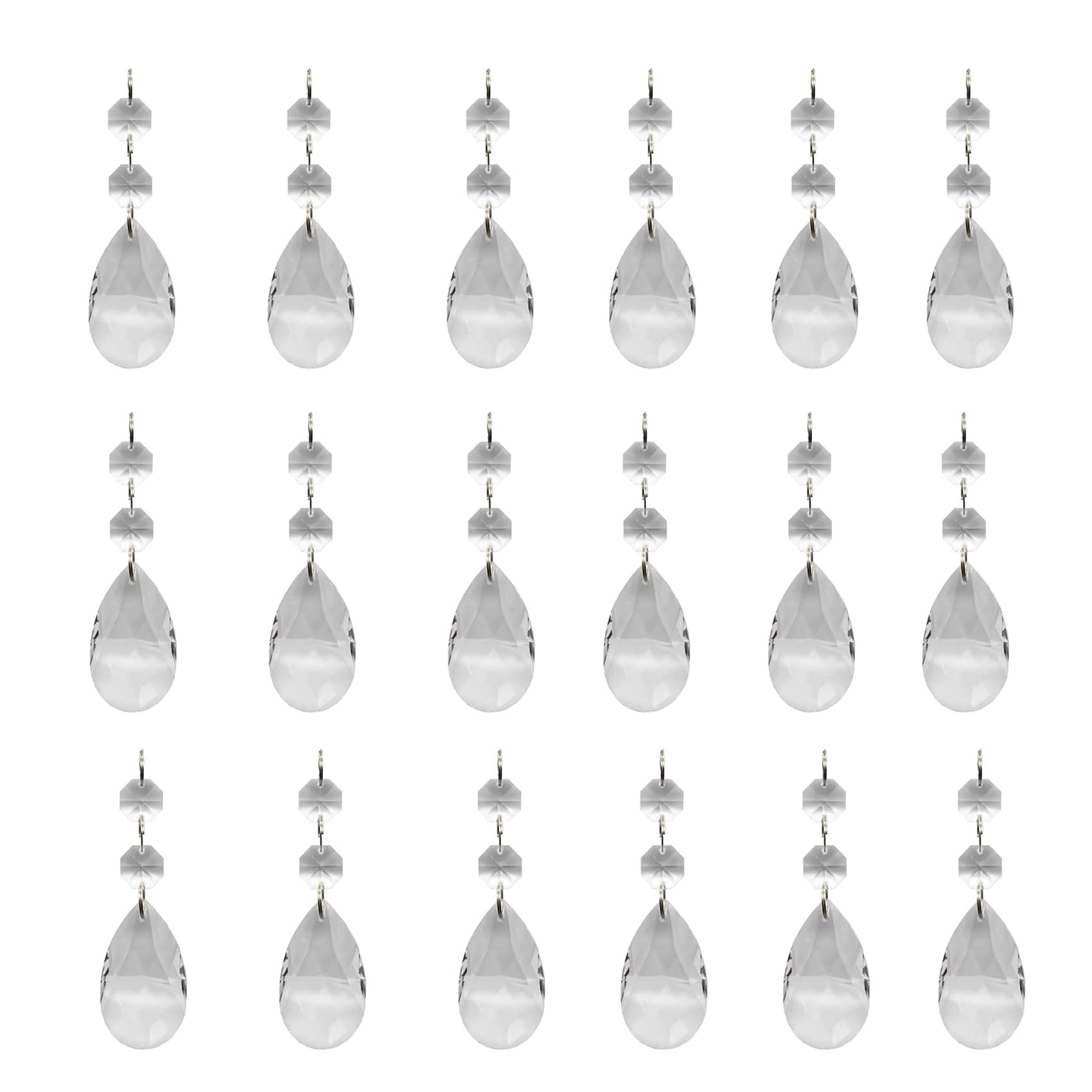 Evarbuild Light 20Pcs Chandelier Crystals,Clear Teardrop Crystal Chandelier Pendants Parts Beads, Crystals For Chandeliers(50Mm,Clear)
