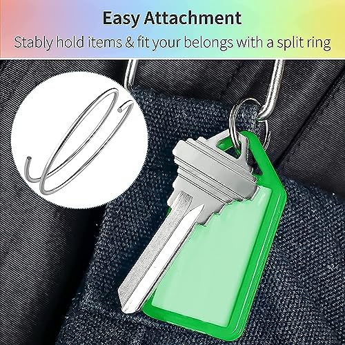 Image of 50 Pcs Key Tag Multicolor Plastic Keyring & Keychain with Name Tag Labels Assorted Keychain with Two Side Id Label and Split Ring for Office, Home Key
