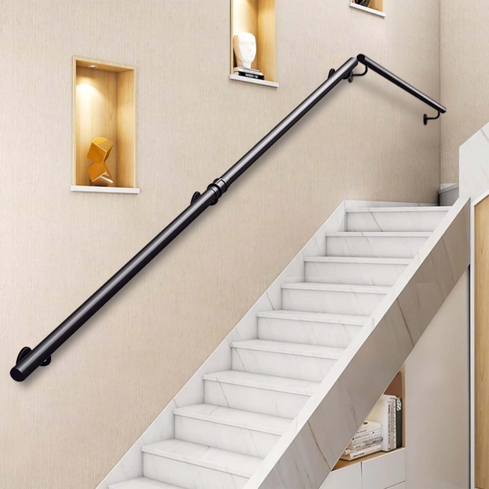 Fkxsxaz Industrial Metal Handrail For Stairs, Round Pipe Staircase Bannister Indoor/Outdoor Steps, Wall Mount Support Railing Hand Rail, Safety Grab Bar Porch Stairway Railings(19Ft/570Cm)