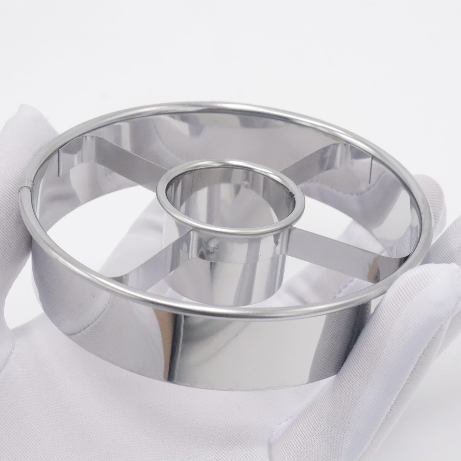 Paquete de 2 cortadores de rosquillas de acero inoxidable, molde de cortador de donas de 3.86 pulgadas, herramienta profesional para hornear para hacer rosquillas, bagels, galletas, galletas y 5
