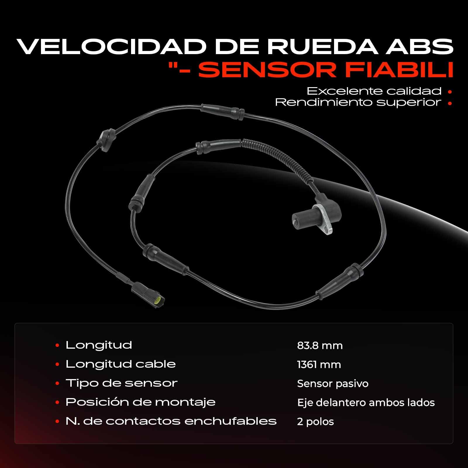 Frankberg Sensor de velocidad de ruedas Sensor ABS 2 Polos Compatible con Carnival II GQ Carnival I UP Replace# 0K55343701A,0K56A43701A