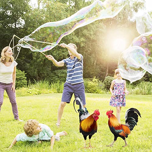 Rooster Garden Statues Decor, Outdoor Chicken Sculpture Figurines, 3D Acrylic Cock Stakes, Poultry Decoration Courtyard Card Insert Into Ground 2 Types Cocks Ornaments For Courtyard Patio Yard (All-2Pcs) #TOP6