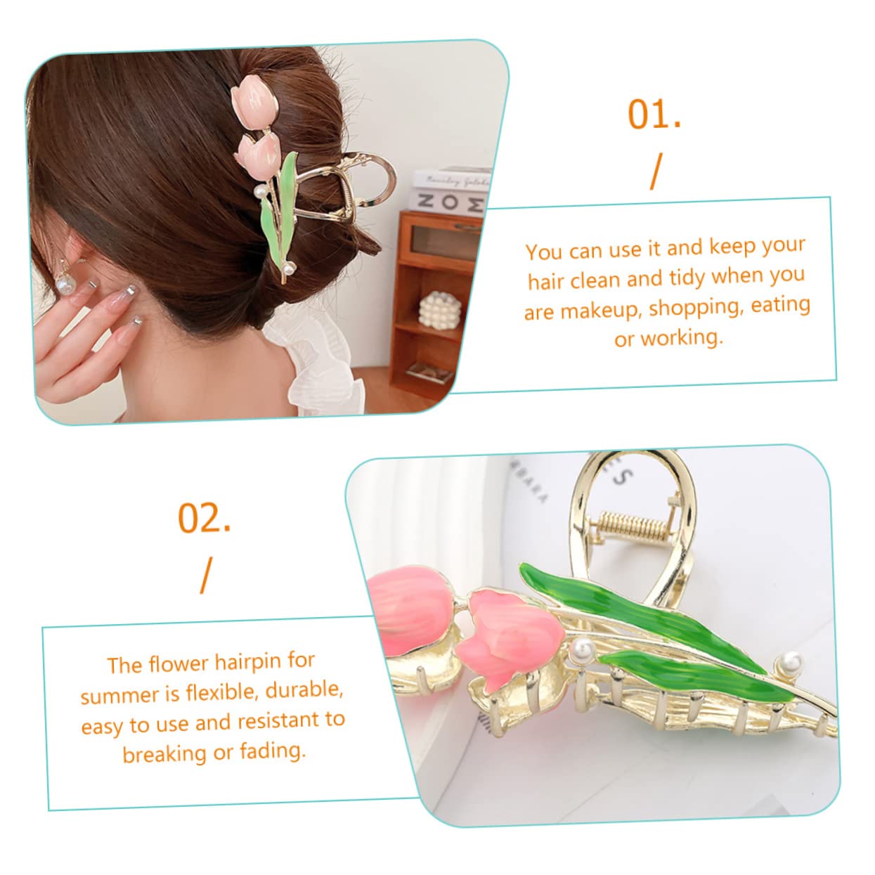 minkissy 5pezzi Fermaglio Per Metallo Forma Di Fiore Con Perle Clip Elegante Per Acconciature Chic Accessorio Per Donne e Ragazze Per Matrimoni e Occasioni Speciali