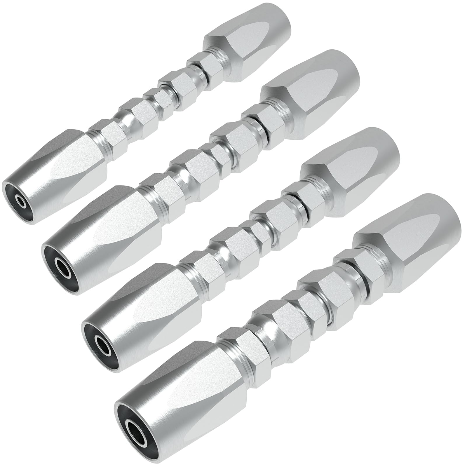 4PCS Reusable Hydraulic Hose Field Repair Kit, 1/2'' 3/8'' 1/4'' for Hydraulic Hose Crimper Fittings Size #08#06#06#04