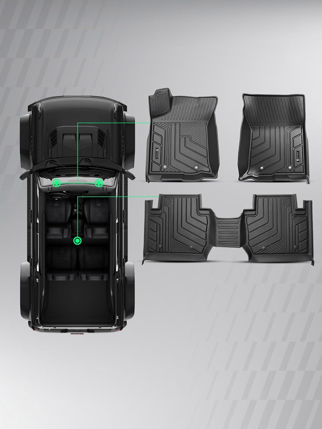 YHTAUTO Floor Mats Fit 2016-2023 Toyota Tacoma Access Cab, TPE All Weather Car Mats Waterproof Anti-Slip Odorless Floor Liner, Interior Car Accessories Front & 2nd Row Liner - Image 11