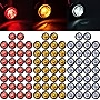 90 Pack 3/4 Inch LED Side Marker Lights Mini Trailer Button Lights Round Signal Lamp 3 LED Sealed Flush Mount Bulb for Boat Lorry Truck Pickup Bus 12V DC, Amber, Red, White