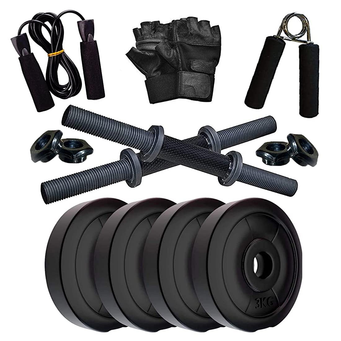 COMPASS SPORTS 8 KG PVC Dumbbells Home Gym Kit 14 Dumbbell Rod With Gloves, Foam Handle Skipping Rope And Hand Grip (2KG X 4PCS) (B088D4FX51) Amazon Price History, Amazon Price Tracker