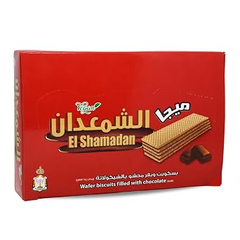 El Shamadan Wafer Biscuits Mega With Premium Chocolate Cookies Roll Wafers Crispy Perfect Snacks Nutrient Rich Fresh Delicious Sweet For Kids & Adults 6 Peice