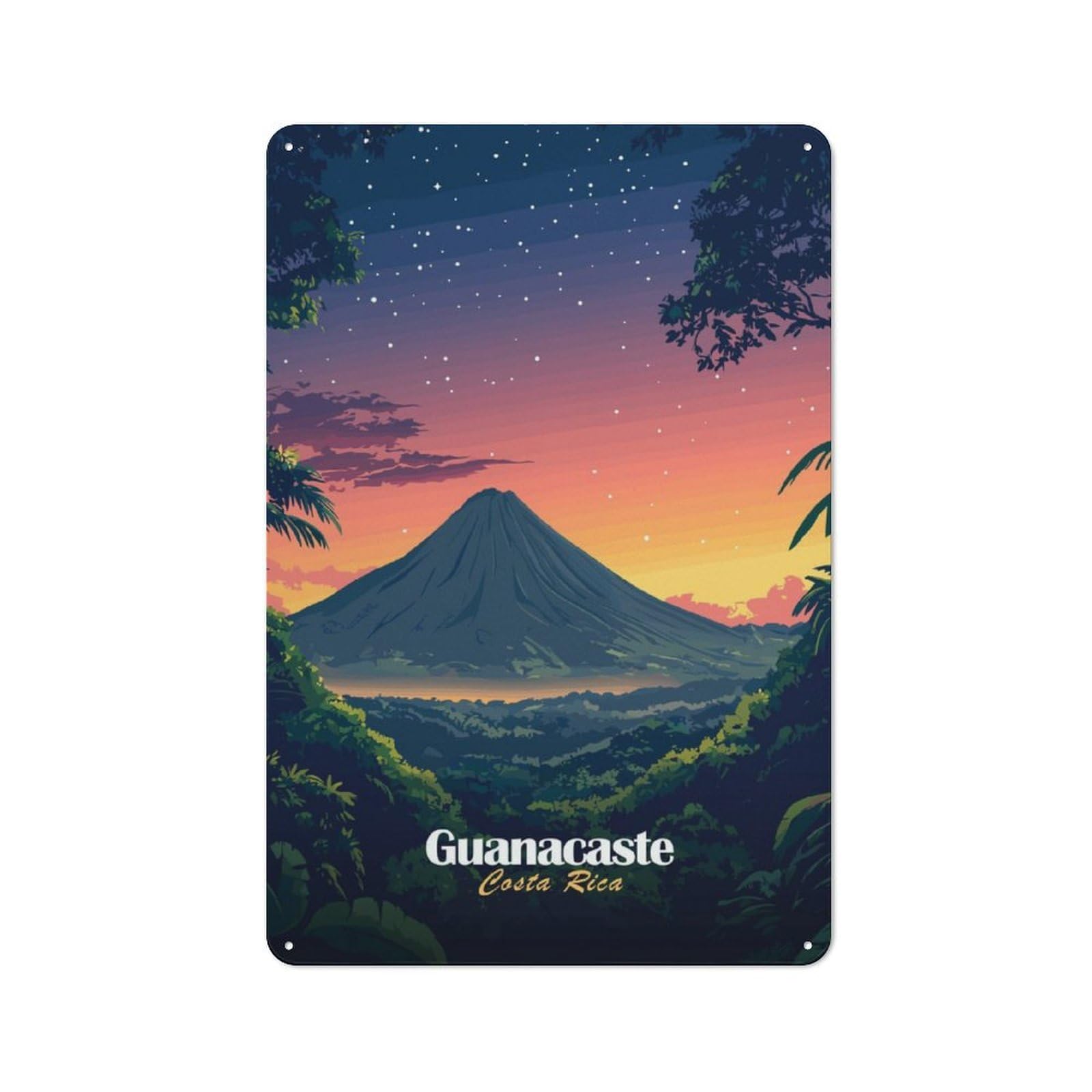 Junmoney Guanacaste Costa Rica Sunset Vintage Printed Metal Sign 30X20cm For Workshop Wall, A Decorative Gift For A Newly Furnished Workshop