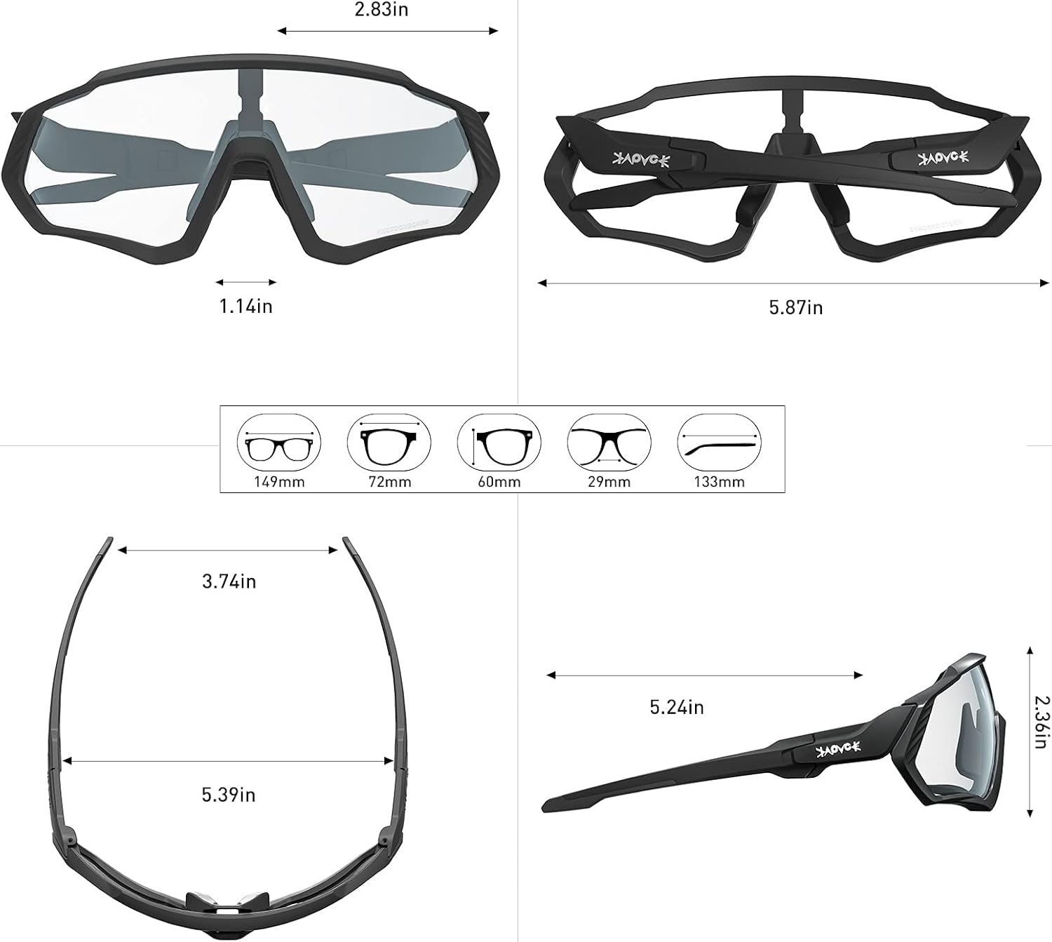 KAPVOE Photochromic Cycling Glasses Men Women Mountain Bike Sunglasses Clear MTB Bicycle Riding - K9408 - Image 5