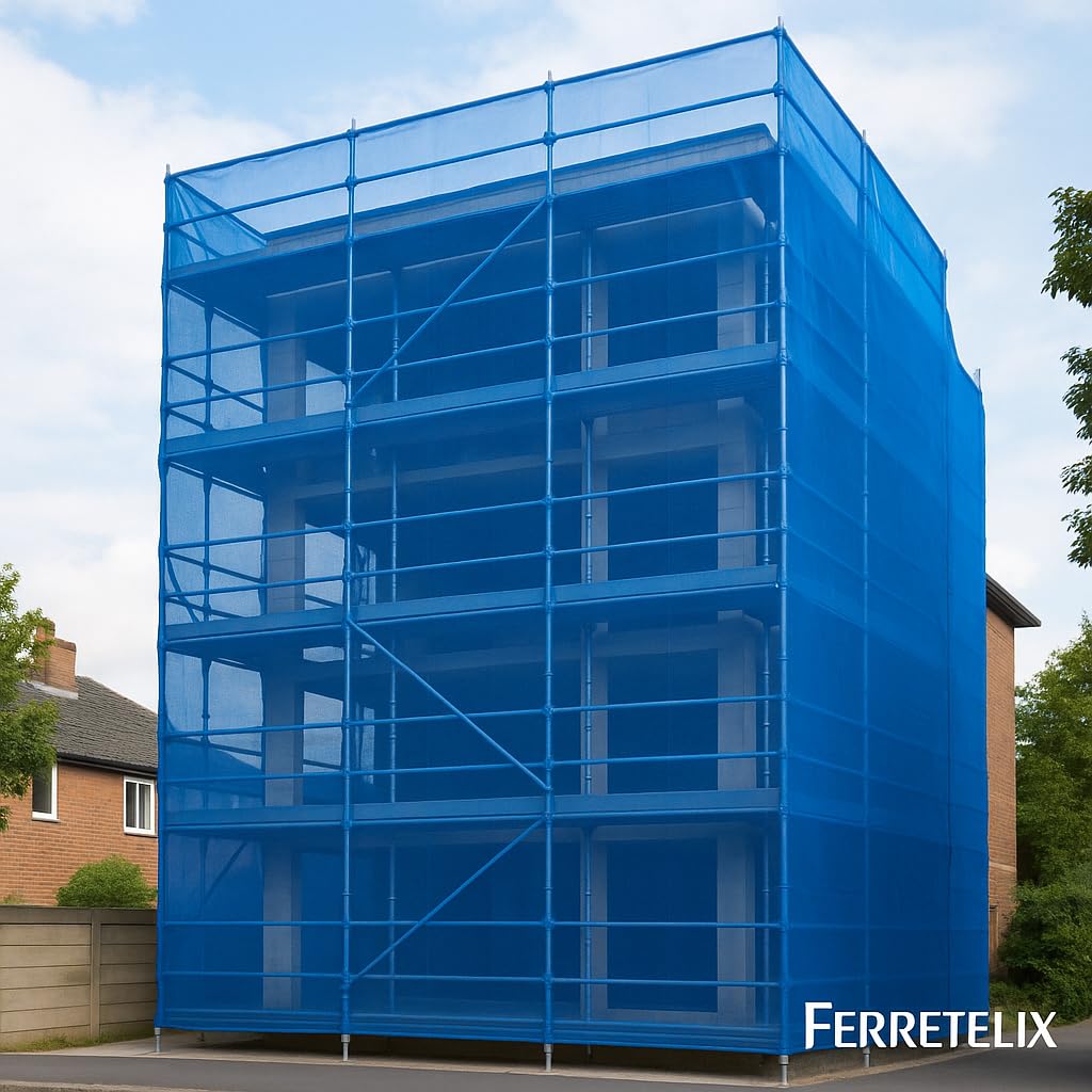 FERRETELIX® Moustiquaire pour Échafaudage 6 x 12 m – Couleur Bleue – Très Résistante