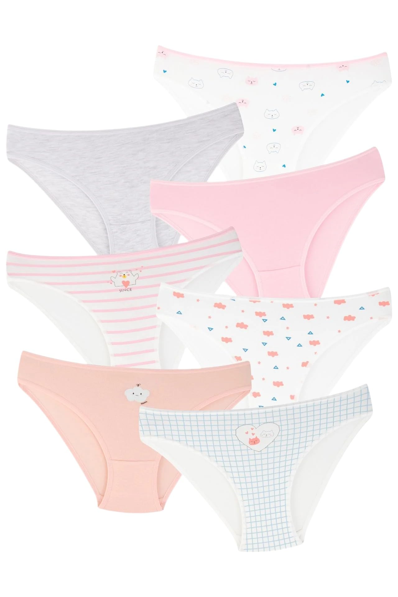 DomiKids Kız Çocuk Pamuklu Külot 7'Li Paket (Asorti, 5-6 Yaş)