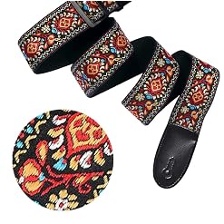 BetterJonny Sangle de guitare réglable en coton avec extrémités en cuir pour guitare western, guitare électrique, guitare acoustique, basse - Les Beatles, Paul McCartney, John Lennon, RIngo Starr, George Harrison BetterJonny Sangle de guitare réglable en coton avec extrémités en cuir pour guitare western, guitare électrique, guitare acoustique, basse – Image 6
