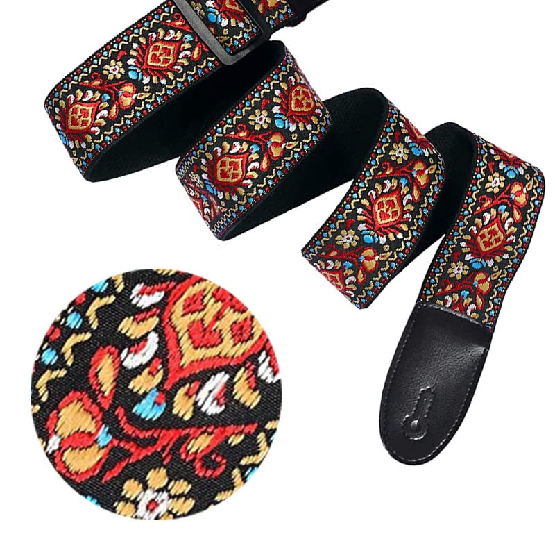 BetterJonny Sangle de guitare réglable en coton avec extrémités en cuir pour guitare western, guitare électrique, guitare acoustique, basse - Les Beatles, Paul McCartney, John Lennon, RIngo Starr, George Harrison BetterJonny Sangle de guitare réglable en coton avec extrémités en cuir pour guitare western, guitare électrique, guitare acoustique, basse – Image 7