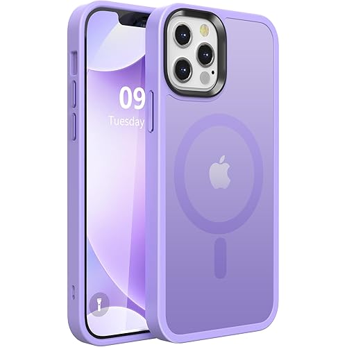 Vlanxie Upgraded Magnetic for iPhone 12 Case/iPhone 12 Pro Case, [Compatible with Magsafe & Military-Grade Protection] Slim Translucent Matte Phone Case for iPhone 12/12 Pro 6.1 inch,Light Purple