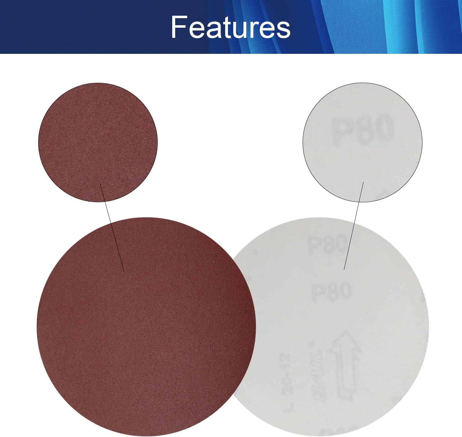 PSA Sanding Discs 5 Inch 80 100 120 180 240 400 Grit Round Sanding Discs Aluminum Oxide Sandpaper Discs with Adhesive Back for Wood Metal Polishing 10 Set