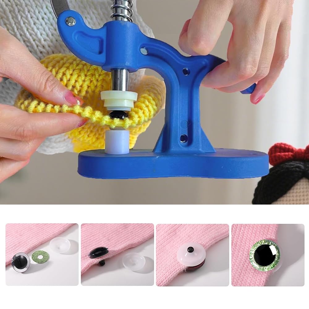 Sicherheitsaugen-Werkzeug, Montagewerkzeug für Sicherheitsaugen Häkeltiere 5–45mm, Amigurumi Augen Tool für Knopfaugen Steckaugen Kuscheltiere Häkelpuppen, DIY Puppenaugen Bastelideen