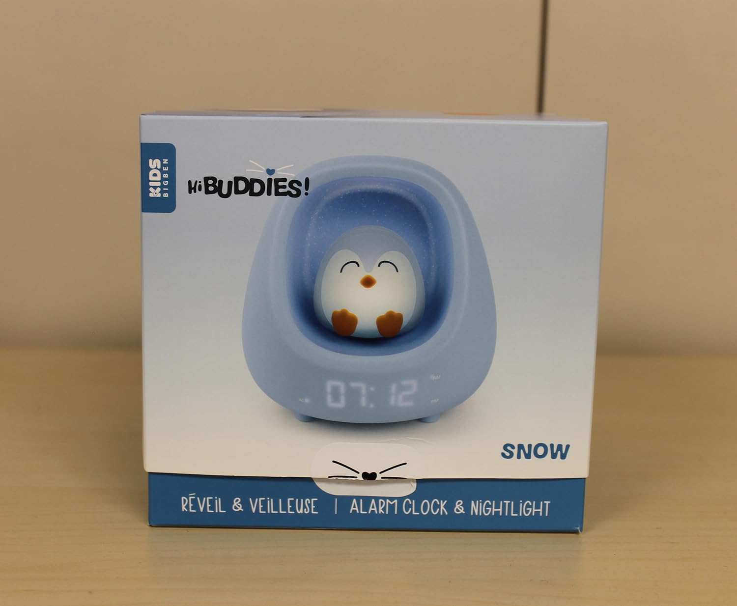 Bigben Sveglia con Luce per Bambini Pinguino, Luminosa e Musicale, Suoni Rassicuranti e Suoni Bianchi, Luce Regolabile al Tocco, Timer e Batteria Ricaricabile USB-C, per Ragazze e Ragazzi