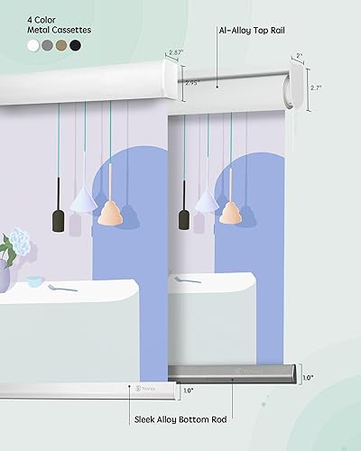 Miniatura 10 de Yoolax Persiana enrollable motorizada con imágenes persianas opacas inteligentes que funcionan con Alexa tamaño y foto personalizados persianas